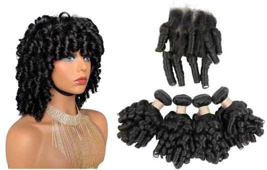 10A Grade Brazilian 3/4 Bundles Loose Bouncy Curl Human Hair bundles w - GlamAura