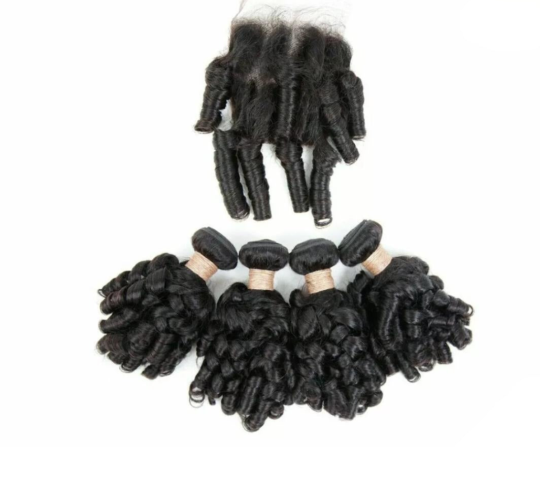 10A Grade Brazilian 3/4 Bundles Loose Bouncy Curl Human Hair bundles w - GlamAura