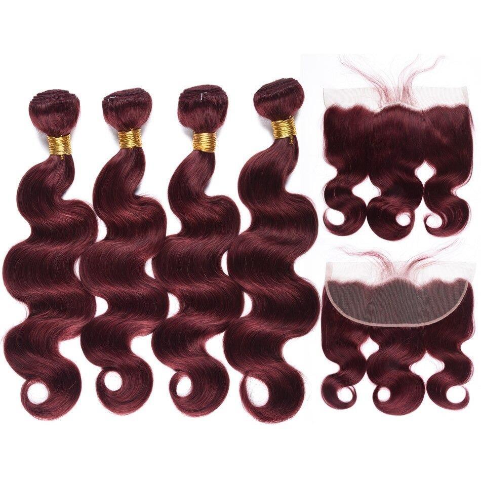 10A Grade #99J  Body Wave #1B/99j BUNDLES with 4x4 CLOSURES & 13x4 FRO - GlamAura