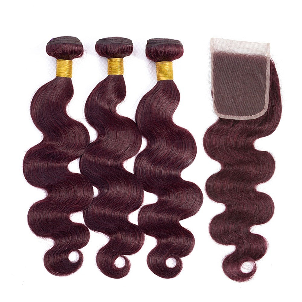10A Grade #99J  Body Wave #1B/99j BUNDLES with 4x4 CLOSURES & 13x4 FRO - GlamAura