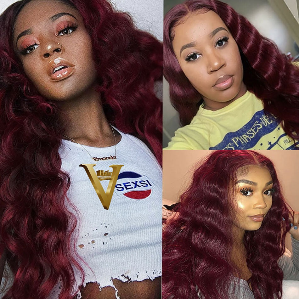 10A Grade #99J  Body Wave #1B/99j BUNDLES with 4x4 CLOSURES & 13x4 FRO - GlamAura