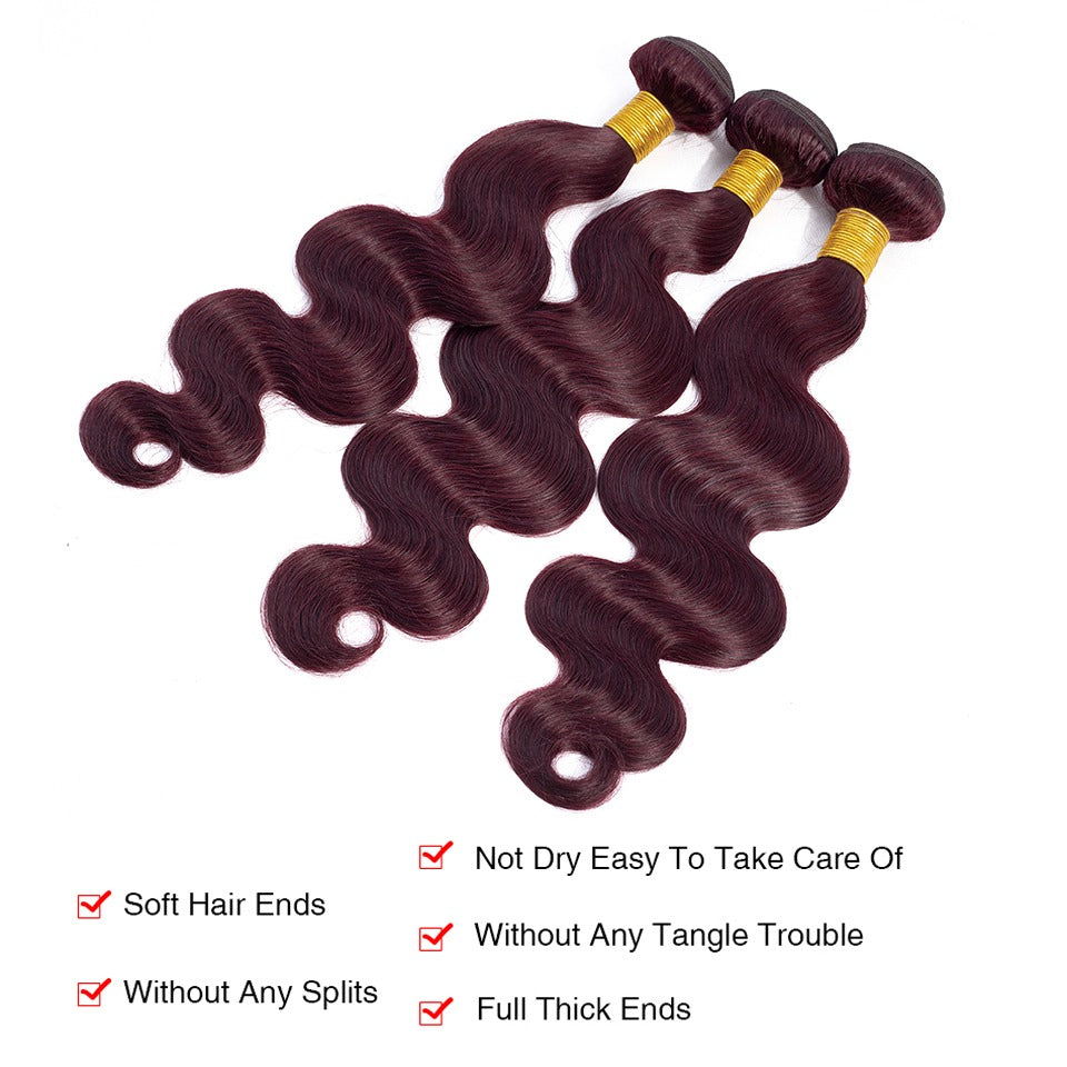 10A Grade #99J  Body Wave #1B/99j BUNDLES with 4x4 CLOSURES & 13x4 FRO - GlamAura