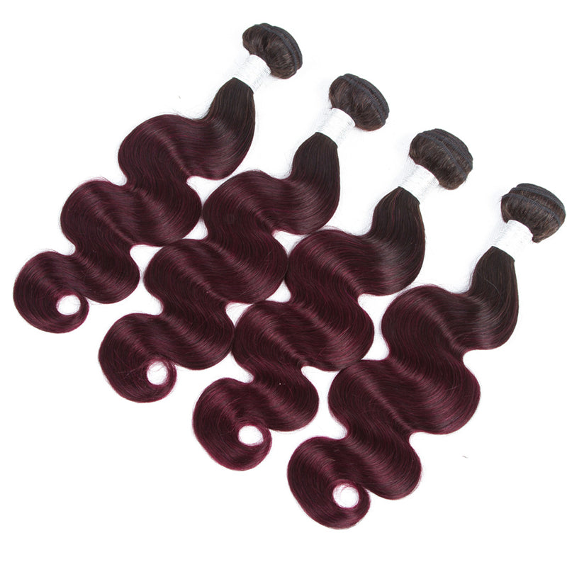 10A Grade #99J  Body Wave #1B/99j BUNDLES with 4x4 CLOSURES & 13x4 FRO - GlamAura