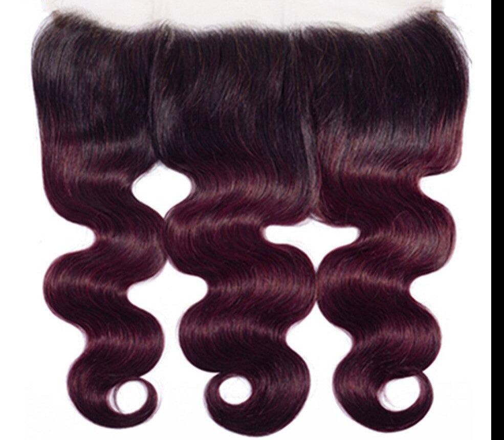 10A Grade #99J  Body Wave #1B/99j BUNDLES with 4x4 CLOSURES & 13x4 FRO - GlamAura