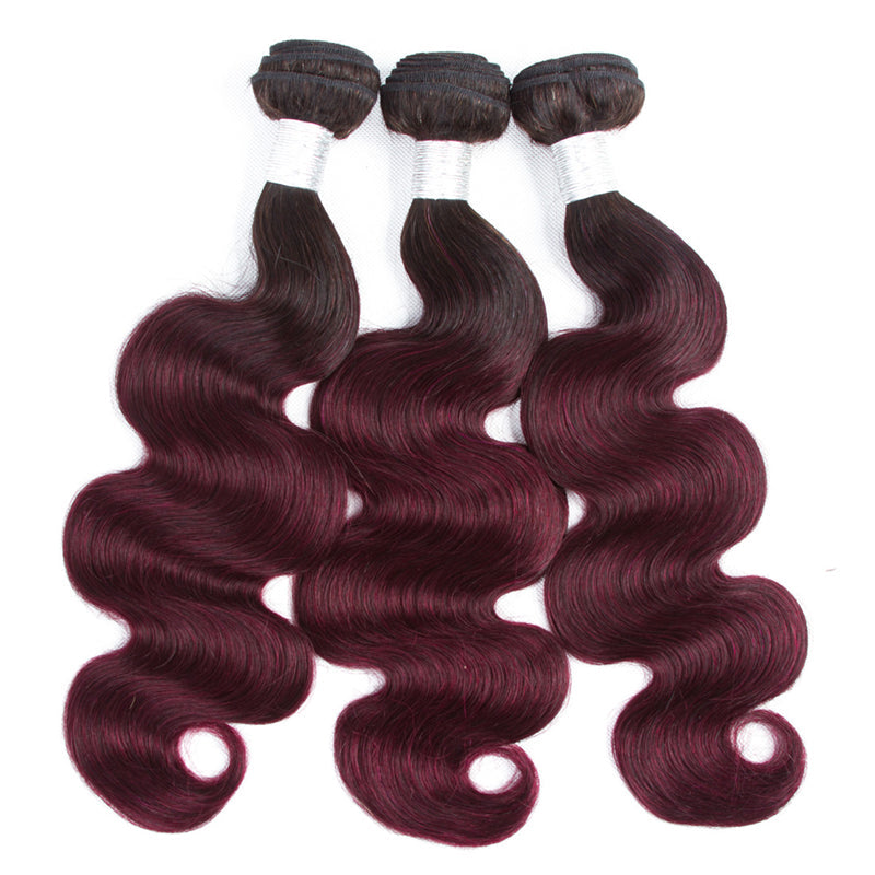 10A Grade #99J  Body Wave #1B/99j BUNDLES with 4x4 CLOSURES & 13x4 FRO - GlamAura