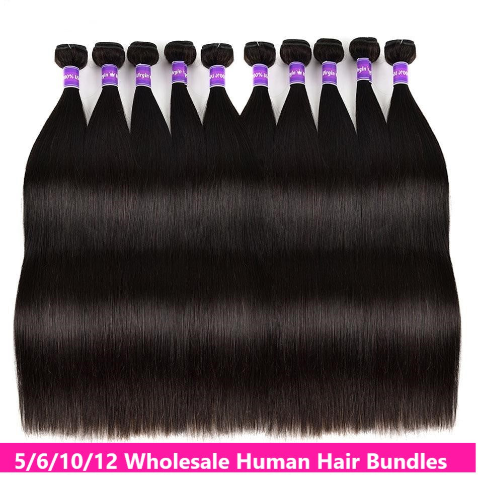 Wholesale 5/6/10/12 Bundles Brazilian Straight Hair 10A Grade Human Ha - GlamAura