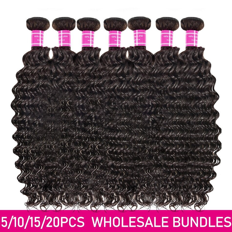 Wholesale Peruvian Deep Wave 5/6/10/12 Bundles 10A Grade Human Hair Bu - GlamAura
