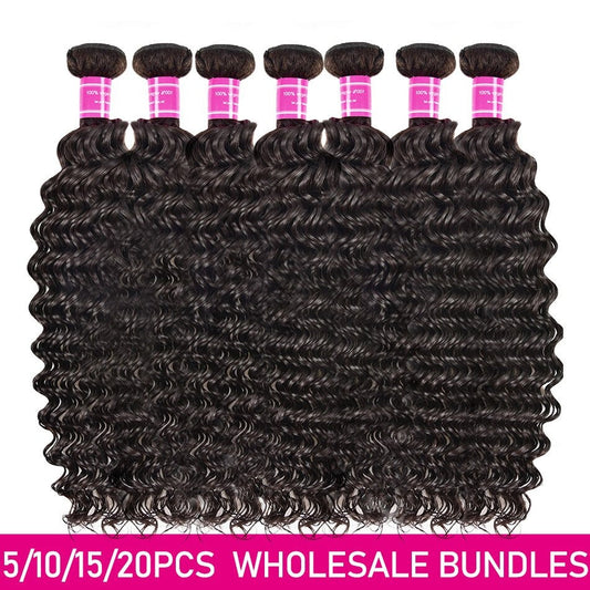 Wholesale Peruvian Deep Wave 5/6/10/12 Bundles 10A Grade Human Hair Bu - GlamAura