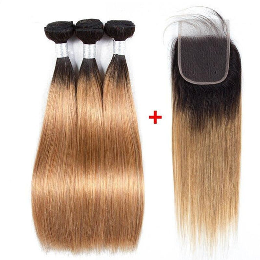 BeuMax 1B/27 Straight Hair BUNDLES with CLOSURES & FRONTALS - GlamAura