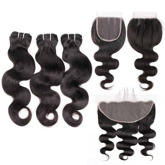 Beumax Double Drawn 12A Grade Body Wave BUNDLES with CLOSURES & - GlamAura