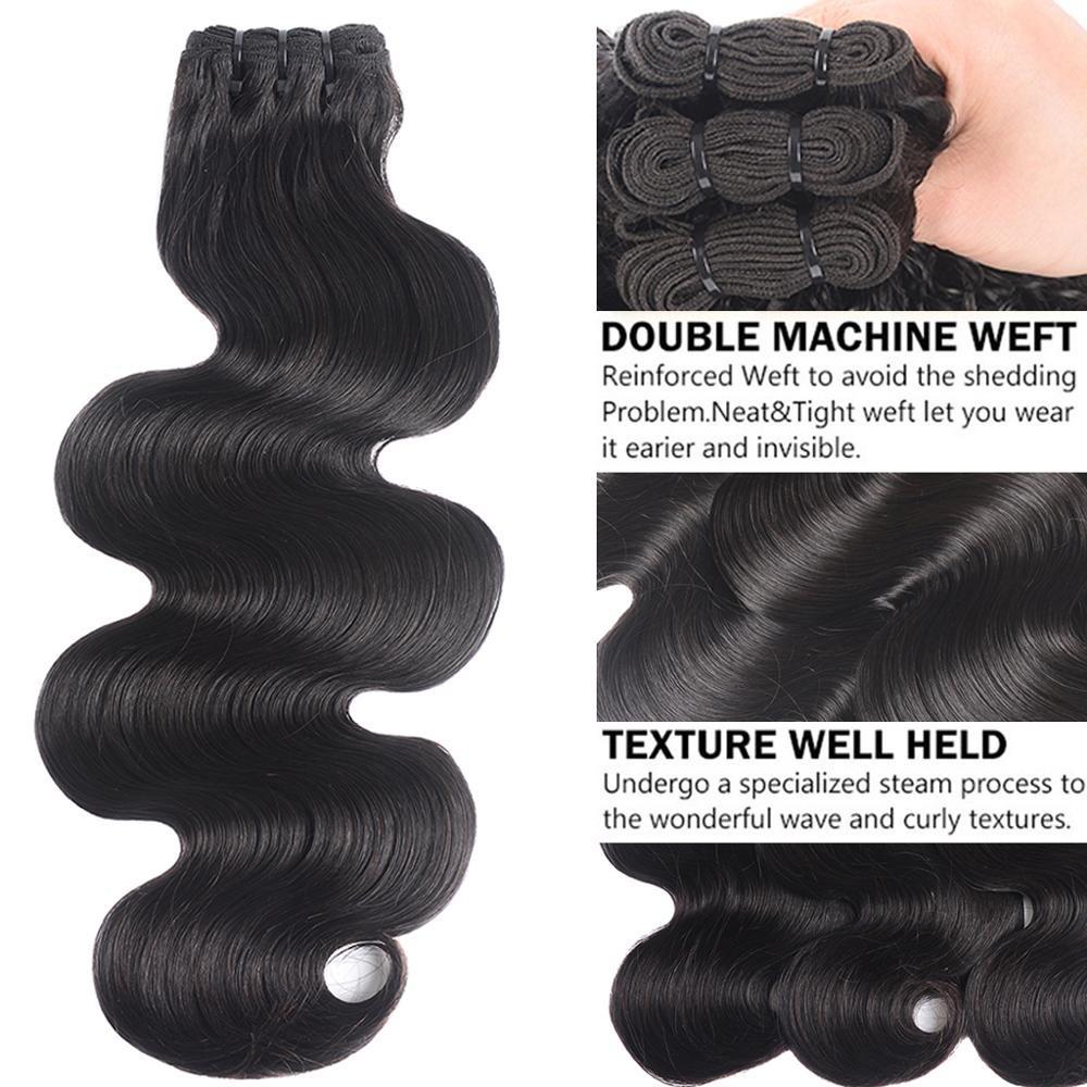 Beumax Double Drawn 12A Grade Body Wave BUNDLES with CLOSURES & - GlamAura