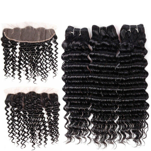 Beumax Double Drawn 12A Grade Deep Wave BUNDLES with CLOSURES & - GlamAura