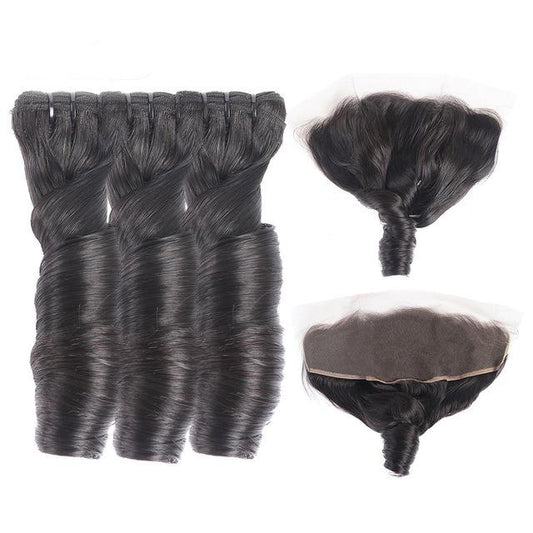 Super Double Drawn 12A Grade Romance Curl BUNDLES with CLOSURES & FRON - GlamAura