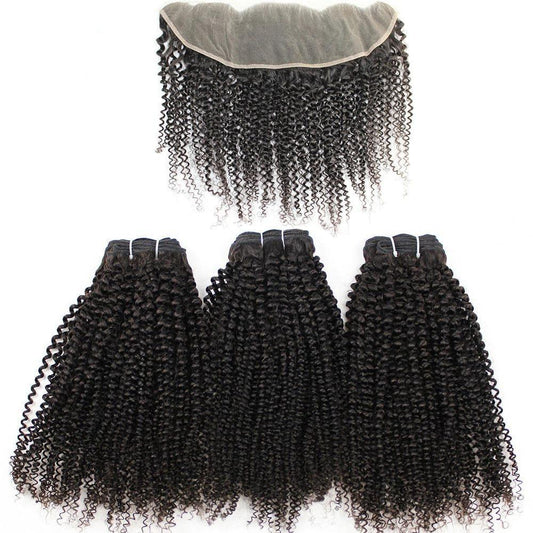Super Double Drawn 12A Grade Afro Kinky Curly BUNDLES with CLOSURES & - GlamAura