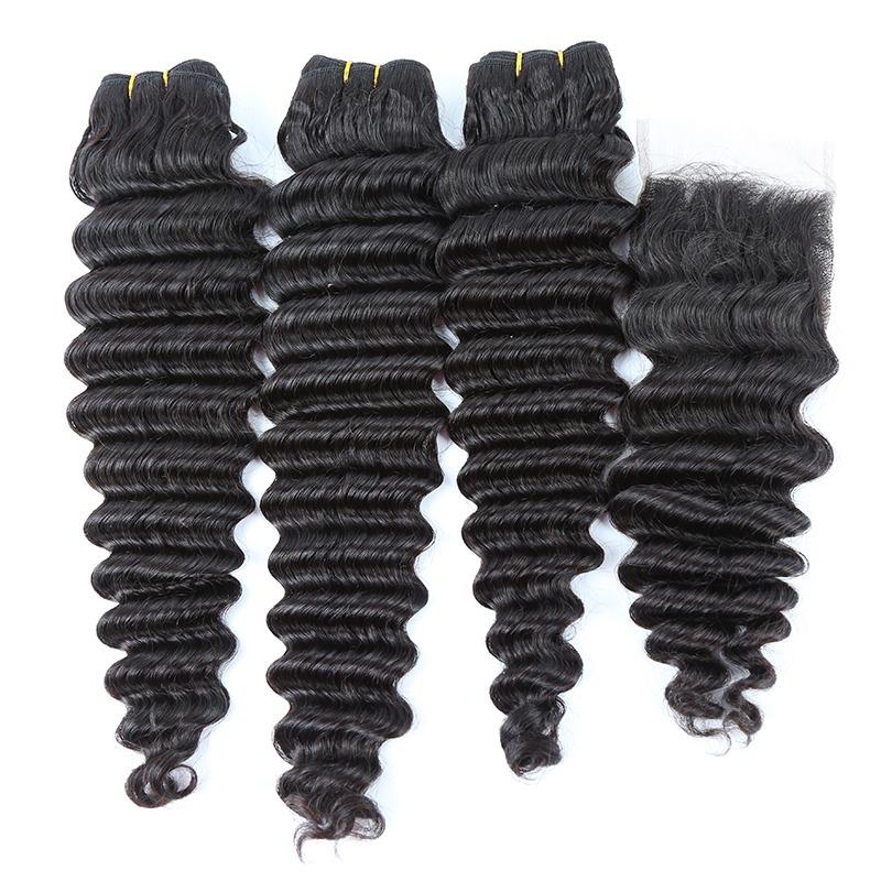 Super Double Drawn 12A Grade Loose Deep Wave BUNDLES with CLOSURES & F - GlamAura