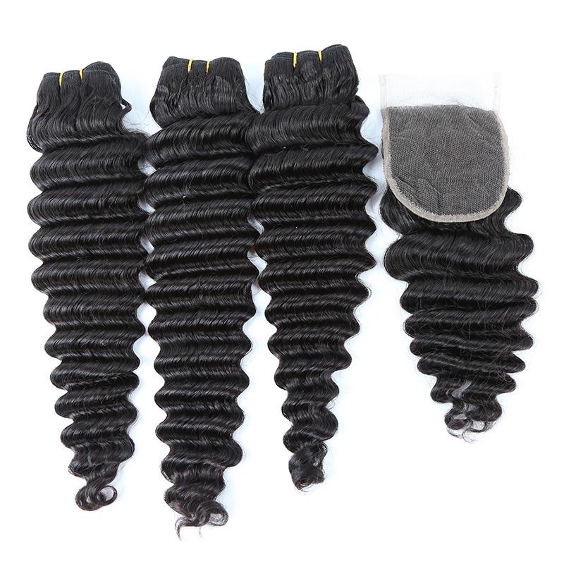 Super Double Drawn 12A Grade Loose Deep Wave BUNDLES with CLOSURES & F - GlamAura
