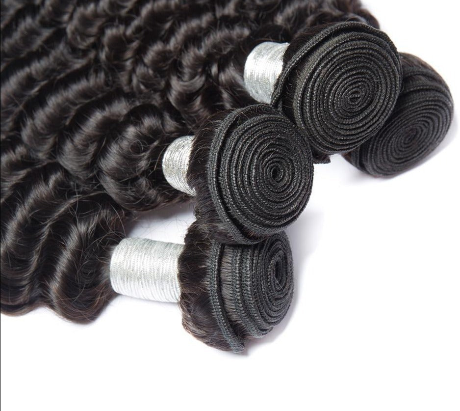 10A Grade 1/3/4 Deep Wave Brazilian Human Hair Bundles - GlamAura