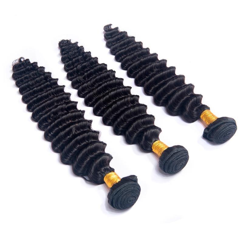 10A Grade 1/3/4 Loose Deep Wave Weave Brazilian Human Hair Extension B - GlamAura