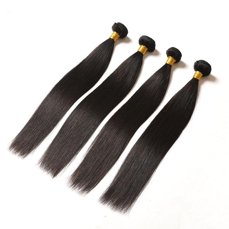 10A Grade 1/3/4 Straight Brazilian 100% Human Hair Bundles Double Weft - GlamAura
