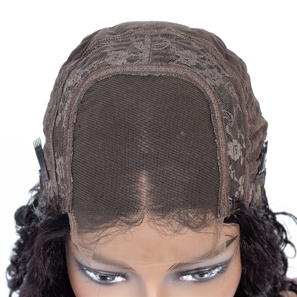 180% Density Jerry Curl 4x4 Short Bob 13x4 Lace Front Human Hair Wig - GlamAura