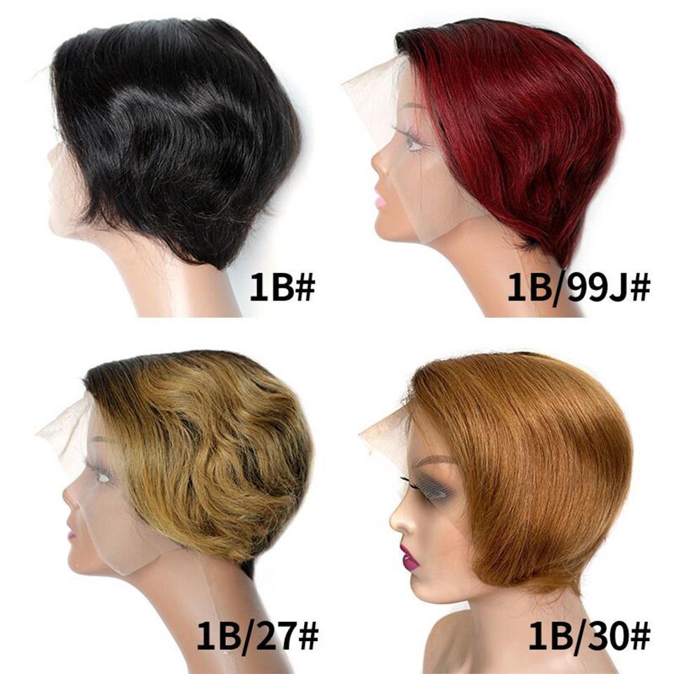 Ombre Short Bob Pixie Cut 13x4x1 T Lace Front Straight Human Hair Wigs - GlamAura