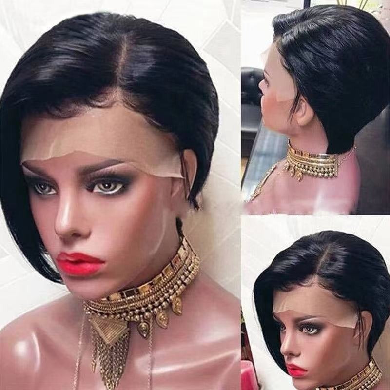 Ombre Short Bob Pixie Cut 13x4x1 T Lace Front Straight Human Hair Wigs - GlamAura