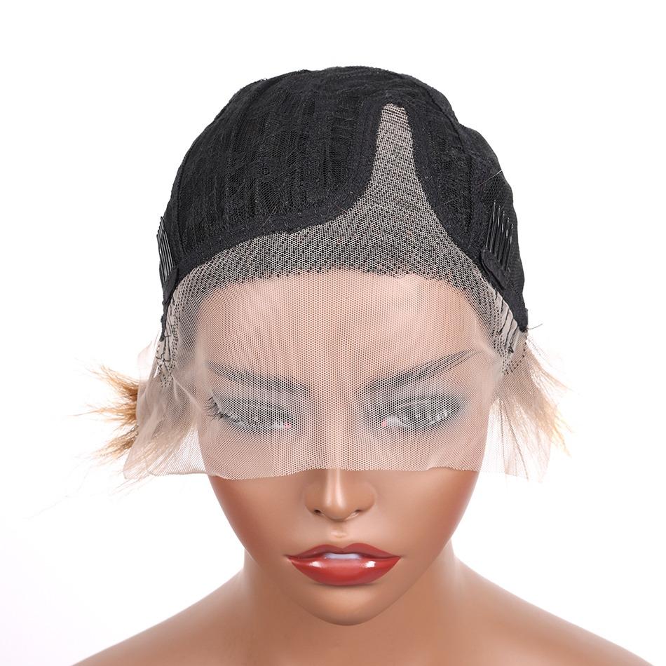 Ombre Short Bob Pixie Cut 13x4x1 T Lace Front Straight Human Hair Wigs - GlamAura