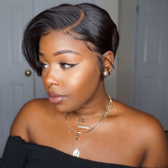 Ombre Short Bob Pixie Cut 13x4x1 T Lace Front Straight Human Hair Wigs - GlamAura