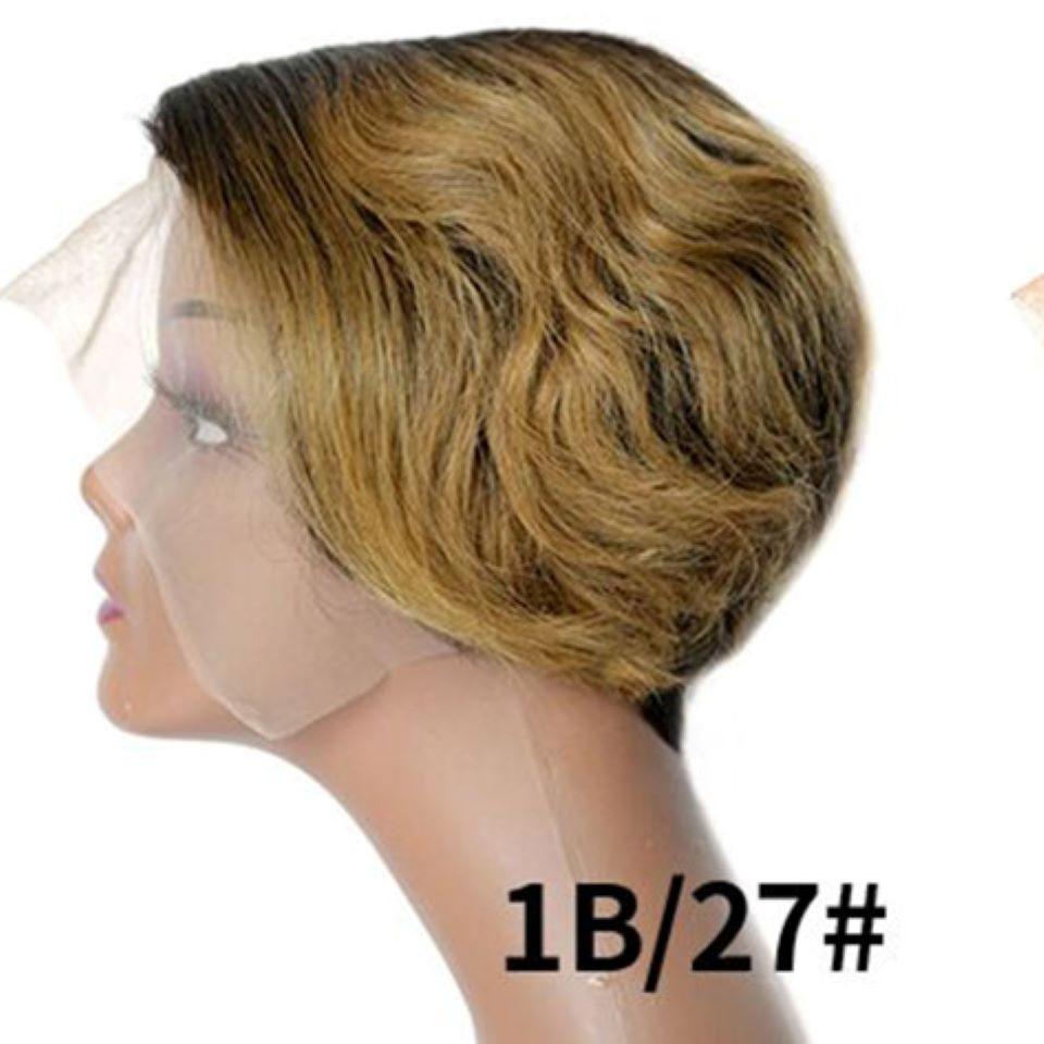 Ombre Short Bob Pixie Cut 13x4x1 T Lace Front Straight Human Hair Wigs - GlamAura