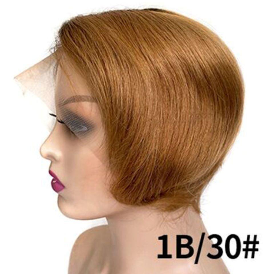 Ombre Short Bob Pixie Cut 13x4x1 T Lace Front Straight Human Hair Wigs - GlamAura