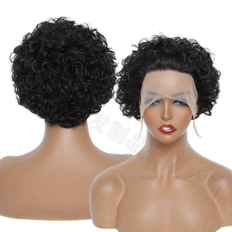 Ombre Short Pixie Cut 13x4x1 T Lace Front Curly Human Hair Wigs 8 Inch - GlamAura