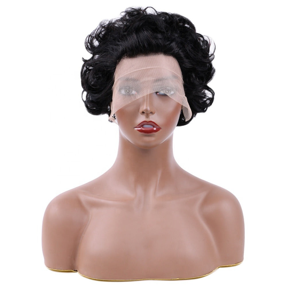 Ombre Short Pixie Cut 13x4x1 T Lace Front Curly Human Hair Wigs 8 Inch - GlamAura