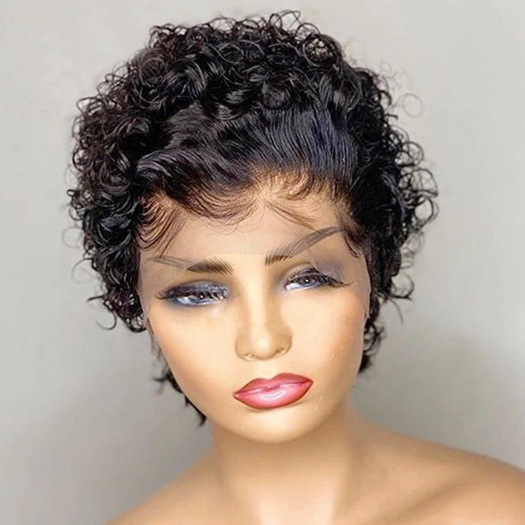 Ombre Short Pixie Cut 13x4x1 T Lace Front Curly Human Hair Wigs 8 Inch - GlamAura