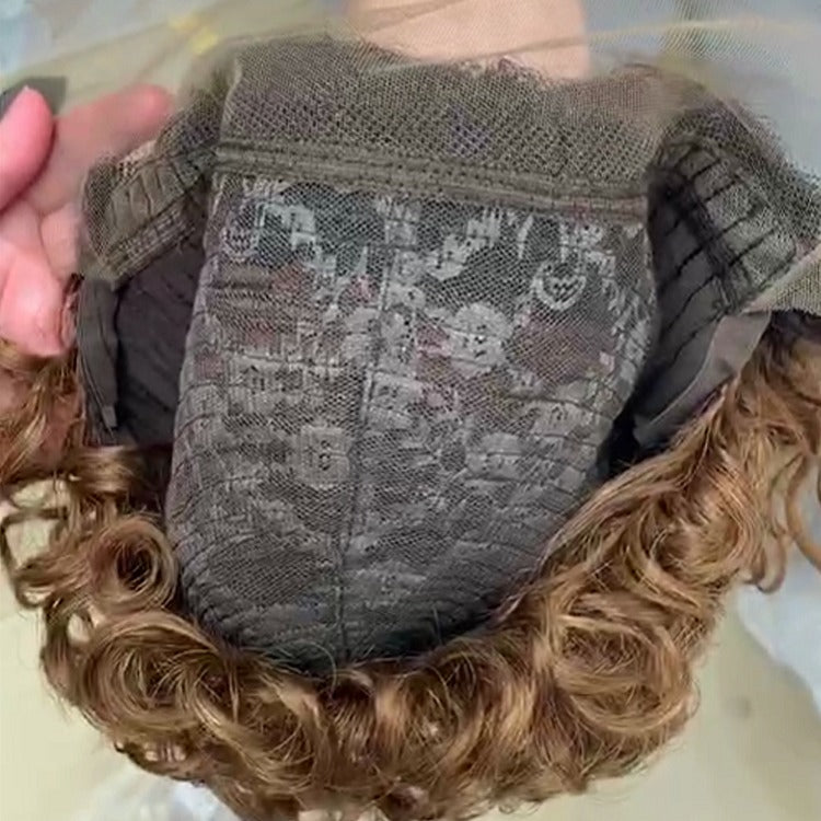 Ombre Short Pixie Cut 13x4x1 T Lace Front Curly Human Hair Wigs 8 Inch - GlamAura