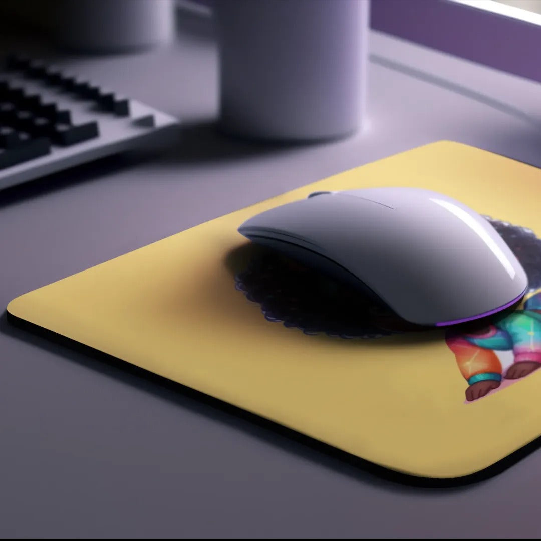 Afro Girl Yoga Pose Non-Slip Computer Mousepad Mouse Pad